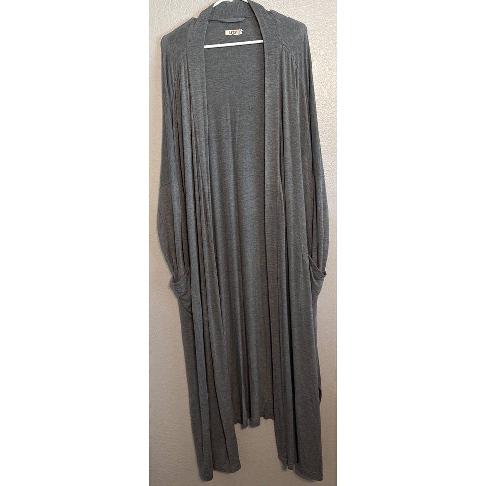 UGG Women's Longline Open Front Cardigan Gray Draped Slouchy Pockets M/L 1099131